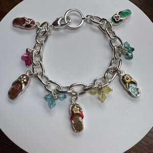 Silver Bracelet with Sandal Charms